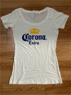 Next Level Apparel White Corona Extra Logo Tee with Yellow Crown